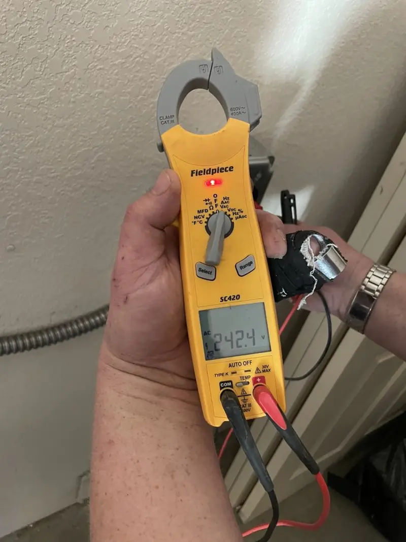 Voltage testing with clamp meter during Generator Installation in Haverhill